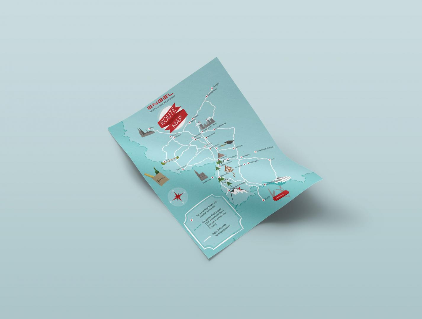 Designliebe Referenz Engel Logistik - Routen Karte 