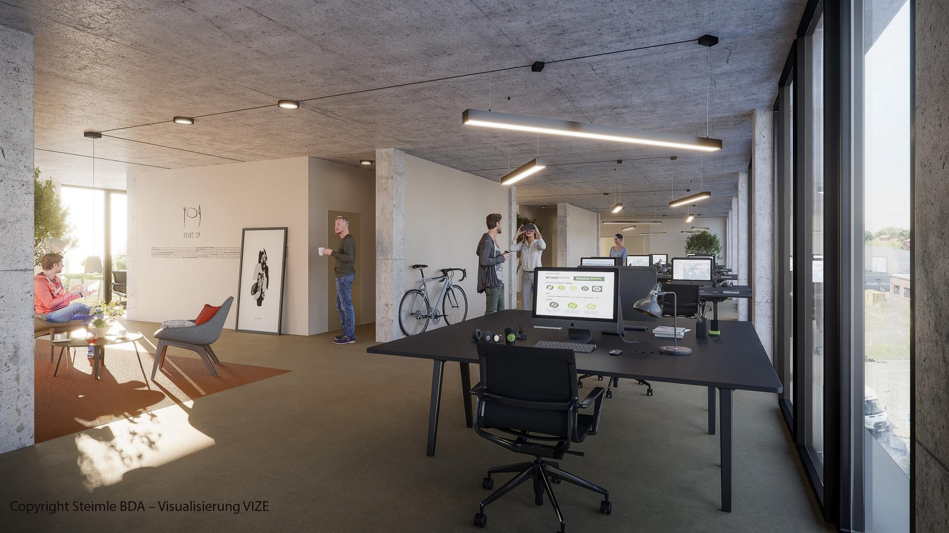 Kreativwirtschaftszentrum innen, Bild: Copyright Steimle BDA – Visualisierung VIZE
