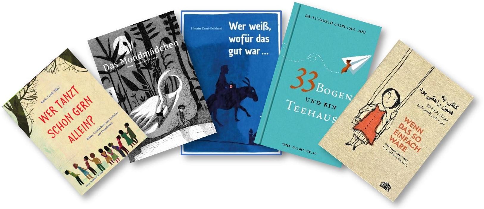 5 Büchercover sind aufgefächert