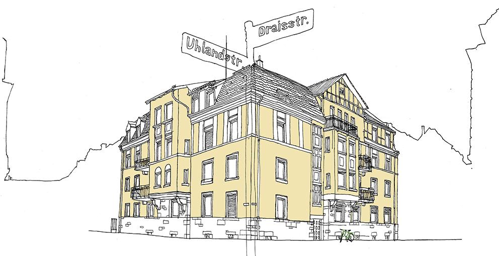 Auftrag Zeichnung vom Haus in Karlsruhe.