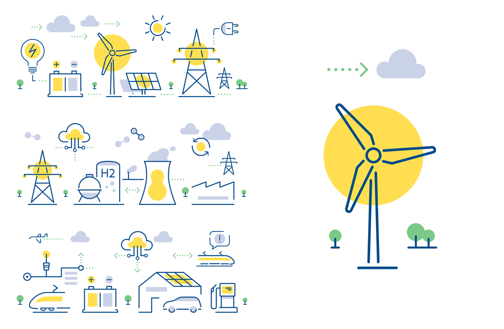 Variables Iconsystem fuer die Energiewebsite der IHK BW
